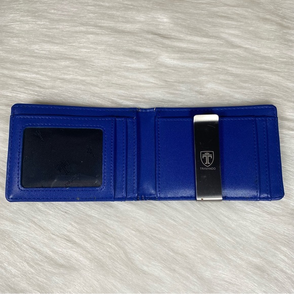 Mens Travando Slim Wallet with Money Clip Black And Blue - Picture 3 of 11